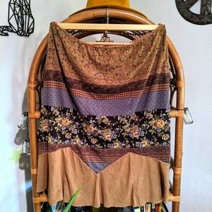 Suede and Patchwork Vintage Skirt